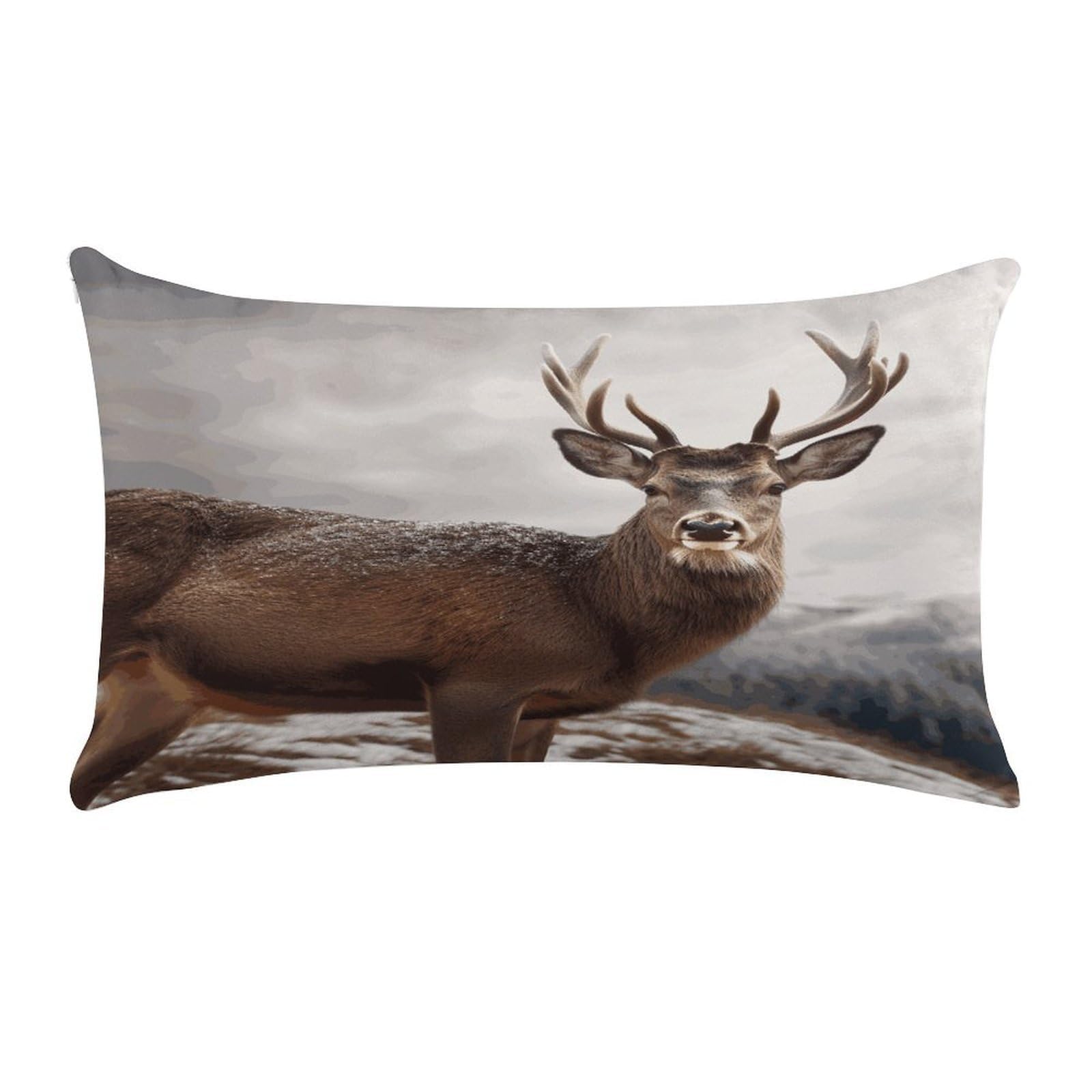 LDGSUPH Wild Animals Deer Throw Pillow Cover with Zipper Long Throw Pillow Case Anti-Fading Pillow Protector Super Soft Decorative Cushion Case Exquisite Plush Pillowcase12 X 20 in