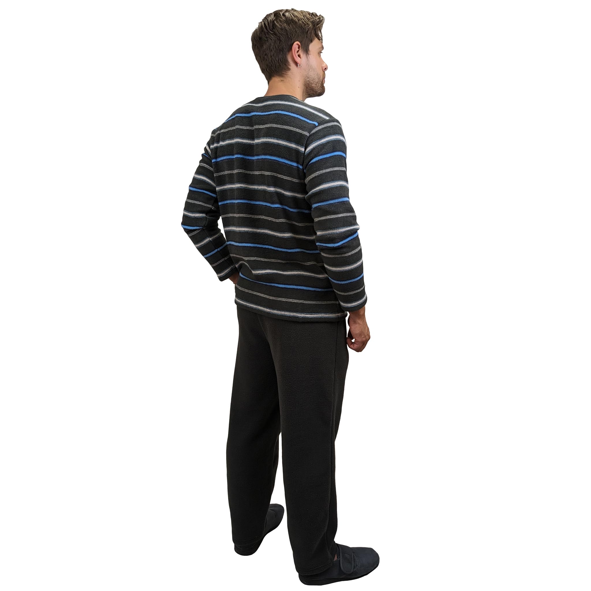 Conjunto de pijama de forro polar cálido para hombre, conjunto de pijama de invierno