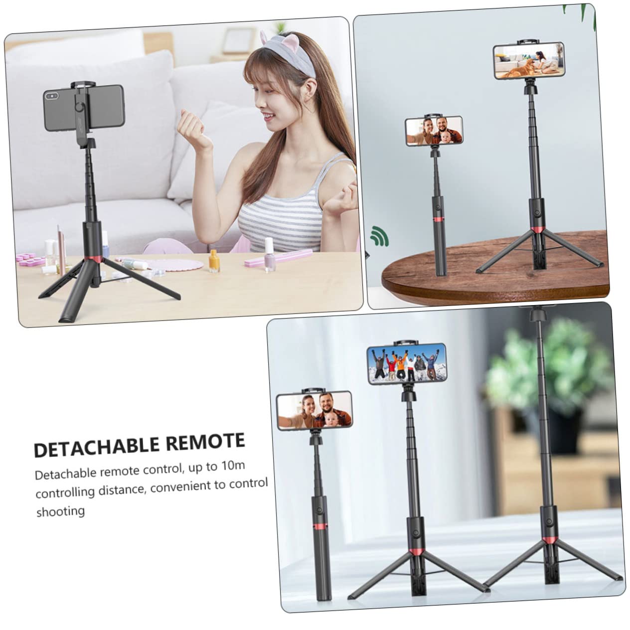 NUOBESTY Teléfono con Selfie Stick Soporte Móvil Flexible para Transmisiones Rotación Extraíble para Grabación de Videos y Videollamadas