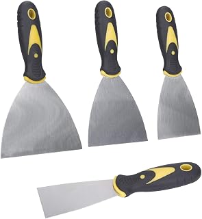 Ensemble de Couteaux à Mastic,4 Pièces de Grattoirs à Papier Peint Avec Poignée Antidérapante,Couteau de Remplissage expert,Outils à Main de Réparation Bricolage (2,3,4,5 pouces)