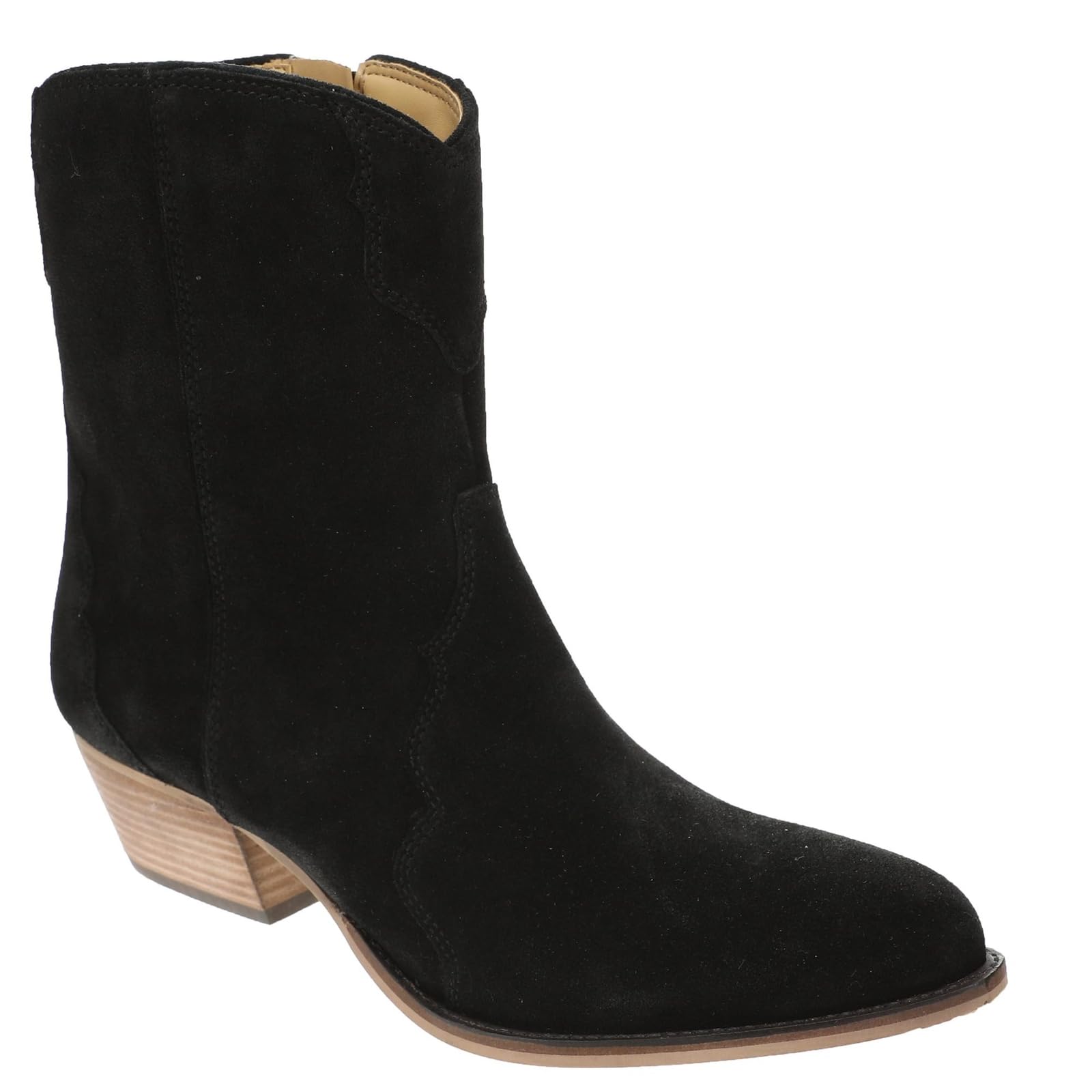 Masseys Womens Priscilla Western Inspired Boot with Side Zipper and Stacked Heel