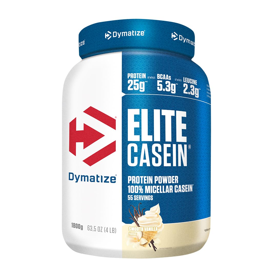 Elite Casein Protein Powder Smooth Vanilla 1800g – Slow-Release Casein with BCAAs