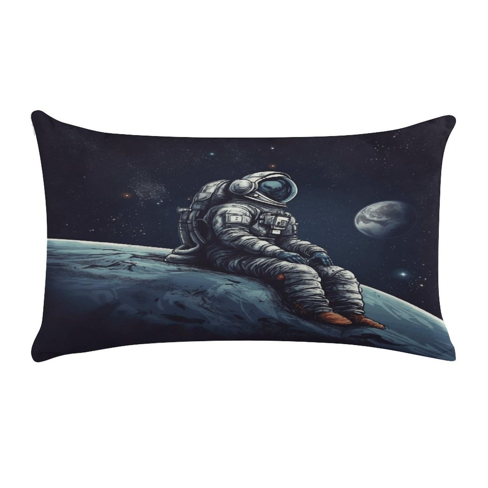 VstaDank Astronaut Space Throw Pillow Covers Rectangular Cushion Case Short Plush Pillowcase with Zipper Luxury Cozy Lumbar Pillows Shells Decorative Pillow Shams 12 X 20 Inch