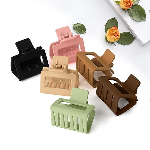 Miniatura 5 de Pinzas para el cabello para mujer, accesorios para el cabello gruesofino, para regalos de niñas, pinzas rectangulares antideslizantes de color medio