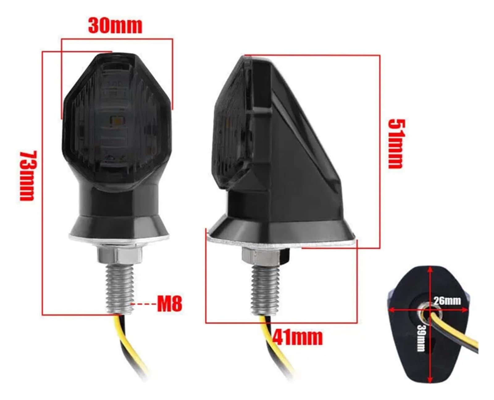 Indicatore di direzione Moto per Vario150 per RS150R Moto Indicatore di Direzione Lampada Freno 12V 8mm(4pcs Black)