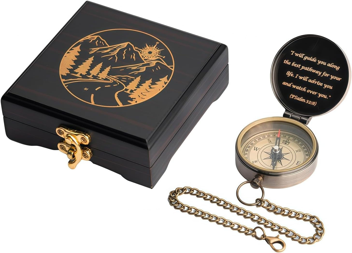 God's Guide & Blessing Compass, Trust in The Lord Compass, Wood Box Greeting, Inspirational Gift Men, Christian Boys Baptism Gifts, Graduation Day with Wooden Box