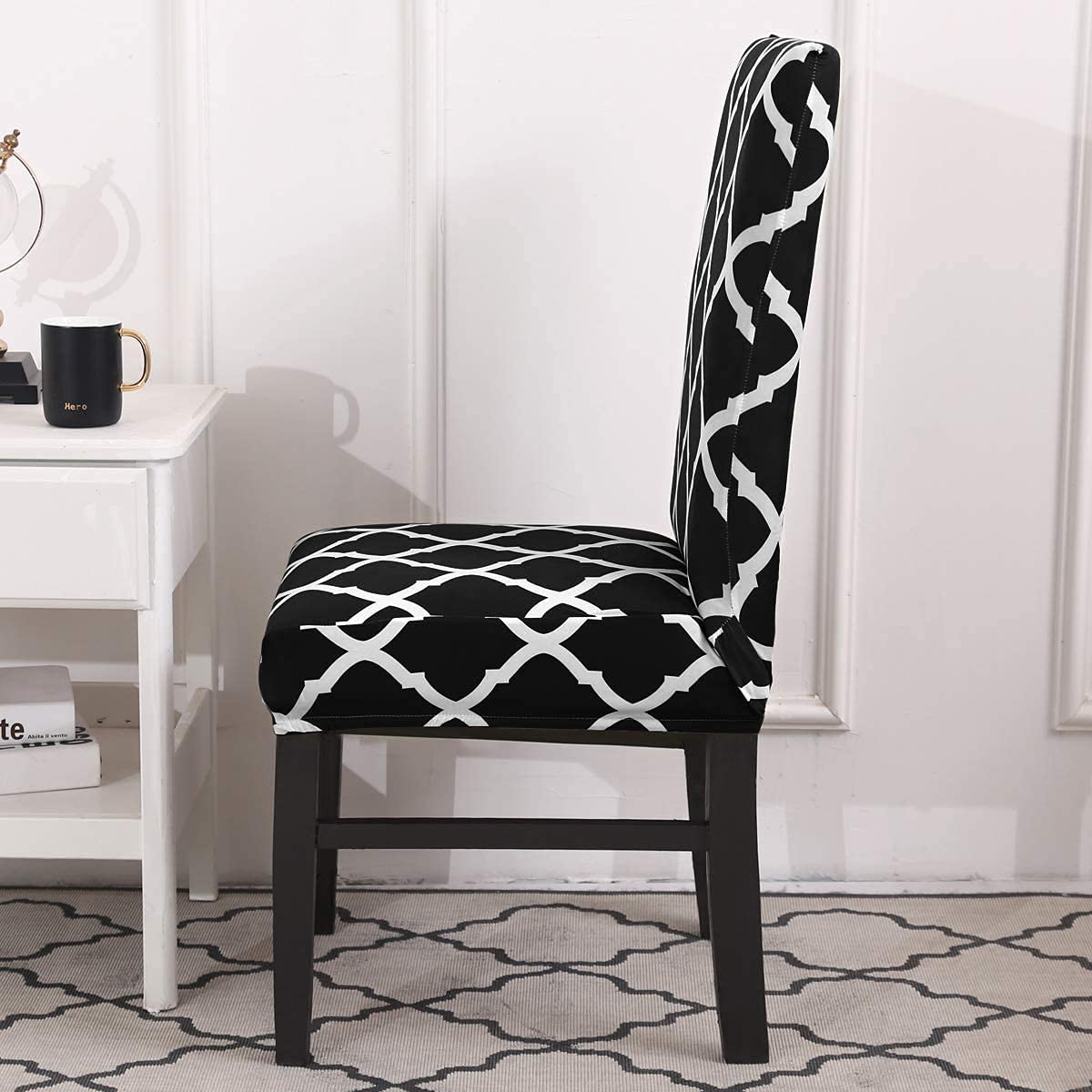 House of Quirk Polyester Flowered Elastic Stretch Removable Washable Short Dining Chair Cover Protector Seat Slipcover - (Green Fern) 4 Pieces 2