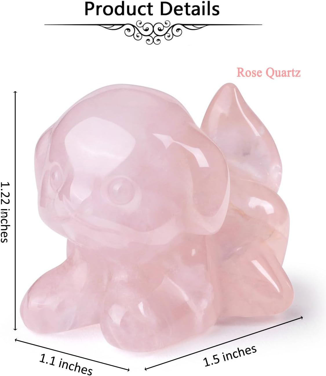 Jovivi Natural Rose Quartz Crystal Lying Dog Statue Home Decor Carved Mini Gemstone Puppy Dog Figurines Pocket Sculpture Reiki Healing Stones Decorative Ornament Gift - Image 5