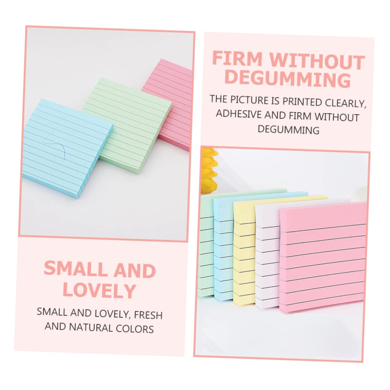 PLAFOPE Notas Adhesivas Cuadradas Líneas Horizontales, Papel Autoadhesivo Removible y Fuerte Adhesivo, Pack de 10 Unidades para Oficina y Estudio