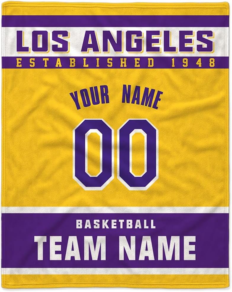 Custom LA Throw Blanket Personalized Name & Number Various Sizes Gifts for All Ages