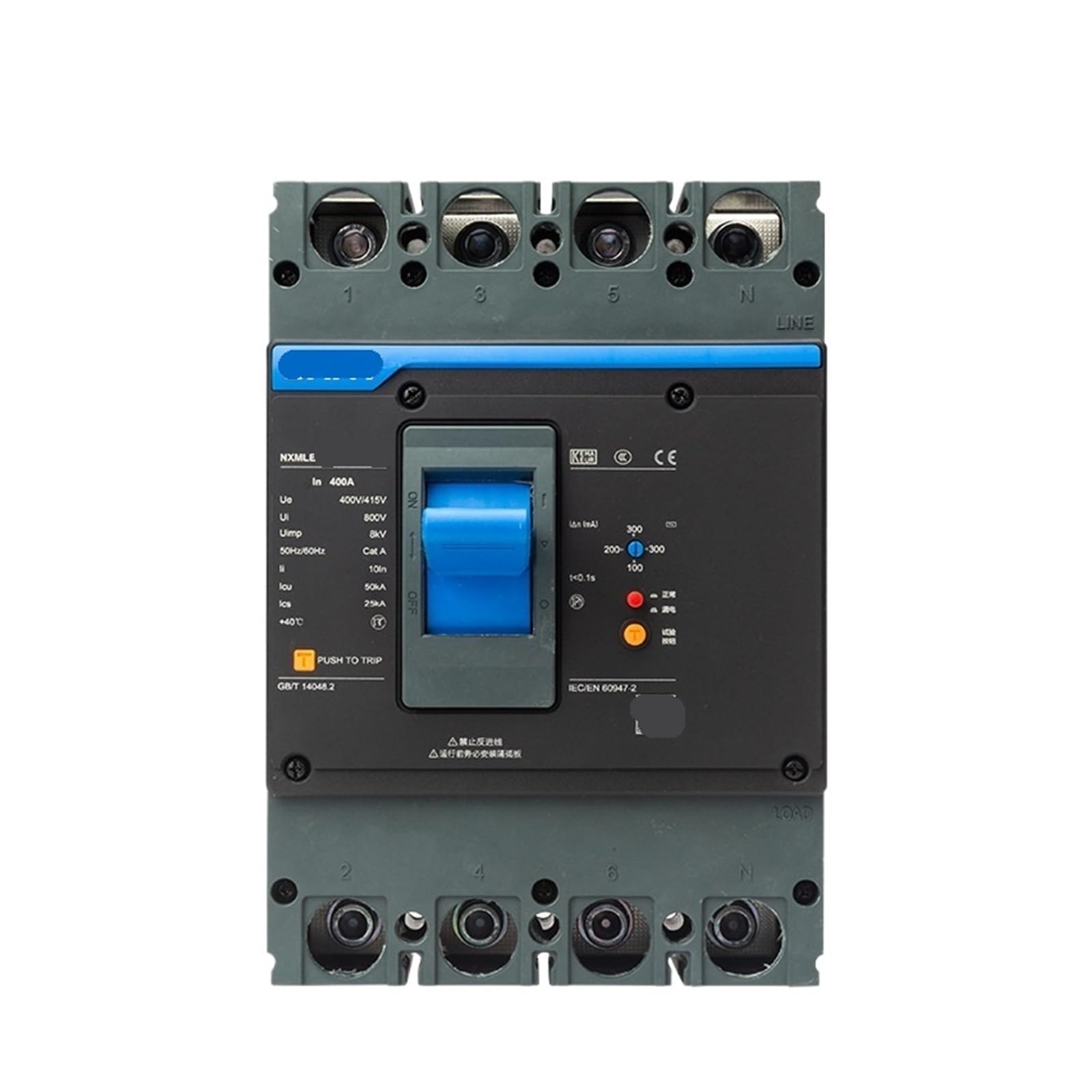 Disjoncteur de fuite NXMLE-400S/4300A tétrapolaire 400A à coque robuste - 5