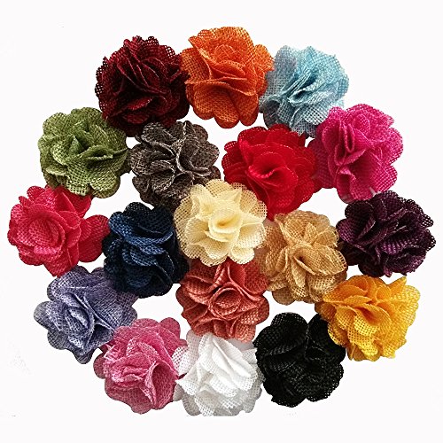 Yazon 17pcs Baby Girl's Tiny 2 inch Burlap Flower Hair Clips Toddler Fabric Flowers Hair Pins Girls Hair Accessories