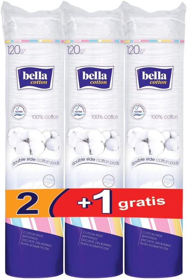 - Bella Cotton Pads - 120pcs | Buy 2 Get 1 Free | Makeup Removal | Skin friednly | Soft & Gentle| Multi Use Cleansing Pads | Daily use