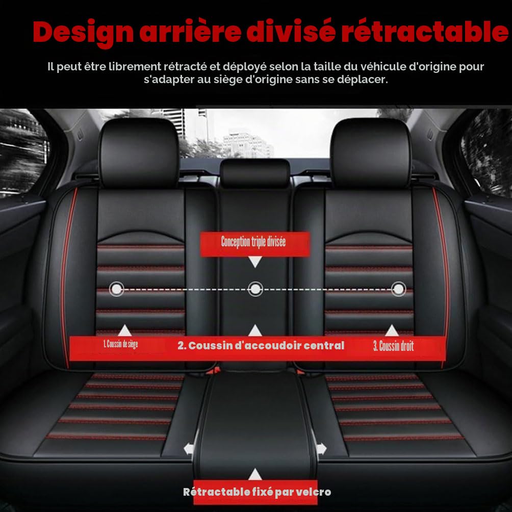 Housse Siege Voiture, pour Ford Puma/Puma St SUV 2019 2020 2021 2022 2023 2024 Housses siège Avant et arrière Cuir Ensembles de Housses de Siège Accessoire,A/Black Style