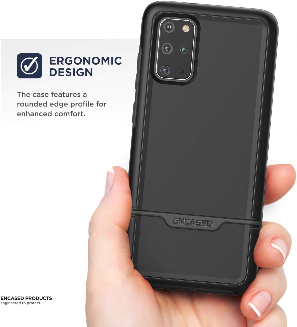 Encased Heavy Duty Galaxy S20 Plus Case (2020 Rebel Armor) Military Grade Full Body Rugged Cover (Samsung S20+) Black