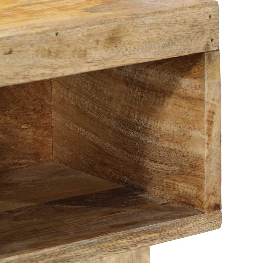 Wandmontierter Nachttisch aus Massiv-Mangoholz mit Stauraum für Schlafzimmer, Robuste Hartholz-Konsolen für Bücher und Accessoires, Einzigartige Maserung