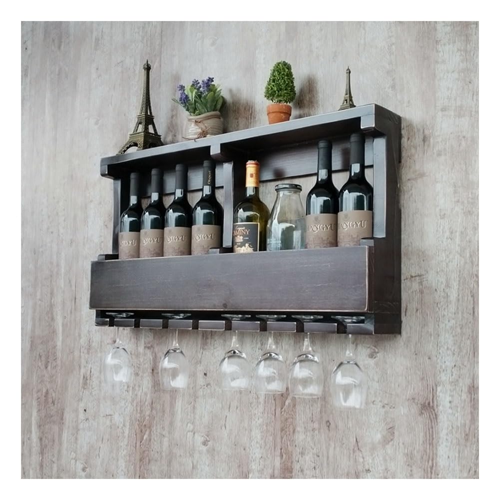 Casier à vin mural en bois étagère verre organisateur de cuisine