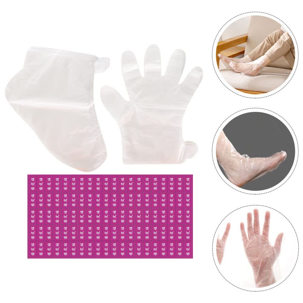 FOMIYES 1set Plastic Paraffin Wax Liners for Hands and Feet Foot Bags and Hand Covers Thick Adhesive Stickers for Spa and Home Use