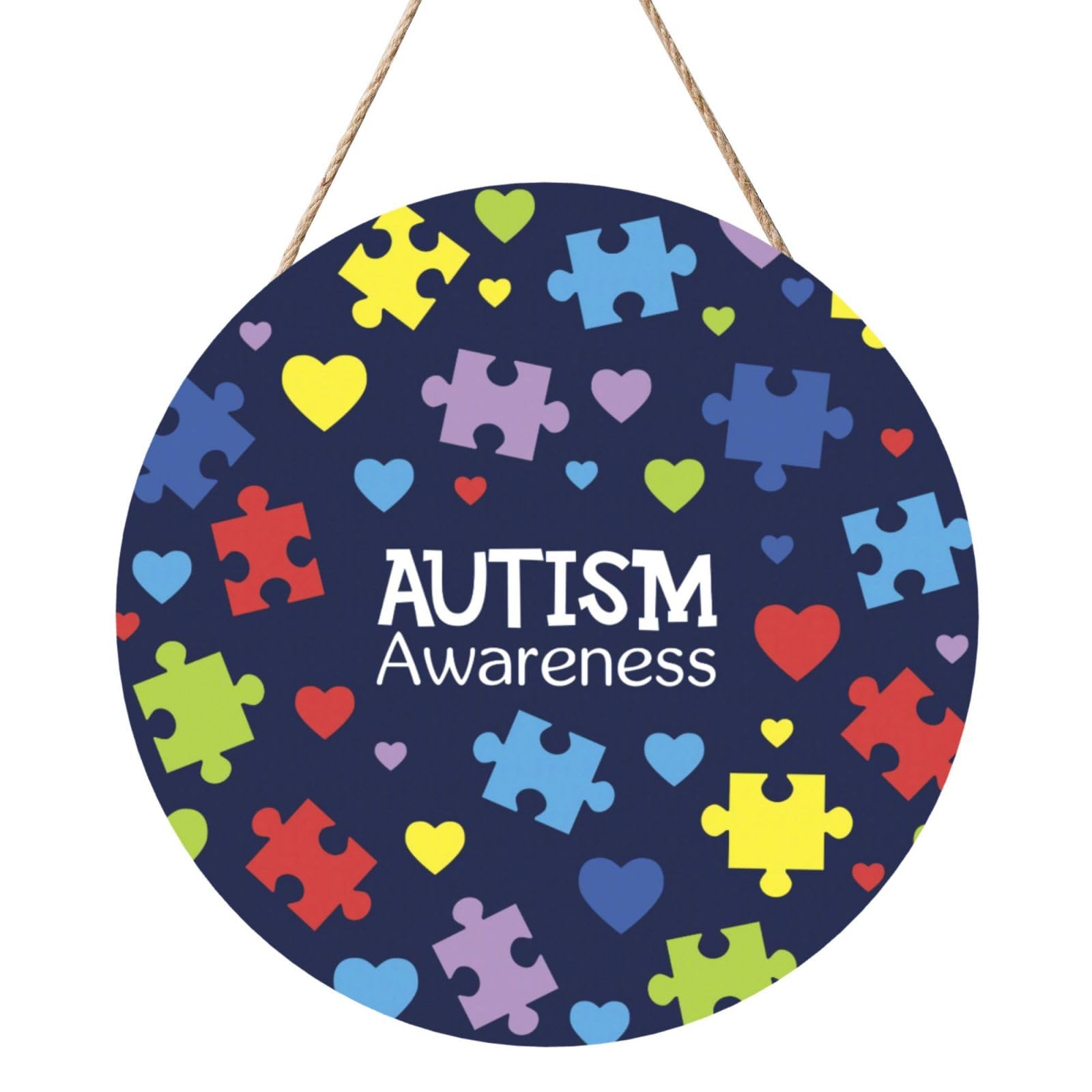 Autism Awareness Month Door Signs Plaques Wood Welcome Sign For Front Door Wall Hanging For Home Farmhouse Office Classroom Party Decoration
