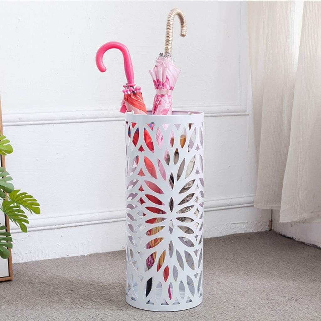 Home Umbrella Stand Rack, Iron Storage Bucket, Metal Umbrella Holder, Round Umbrella Stand Rack, with Drip Tray(Onecolor)
