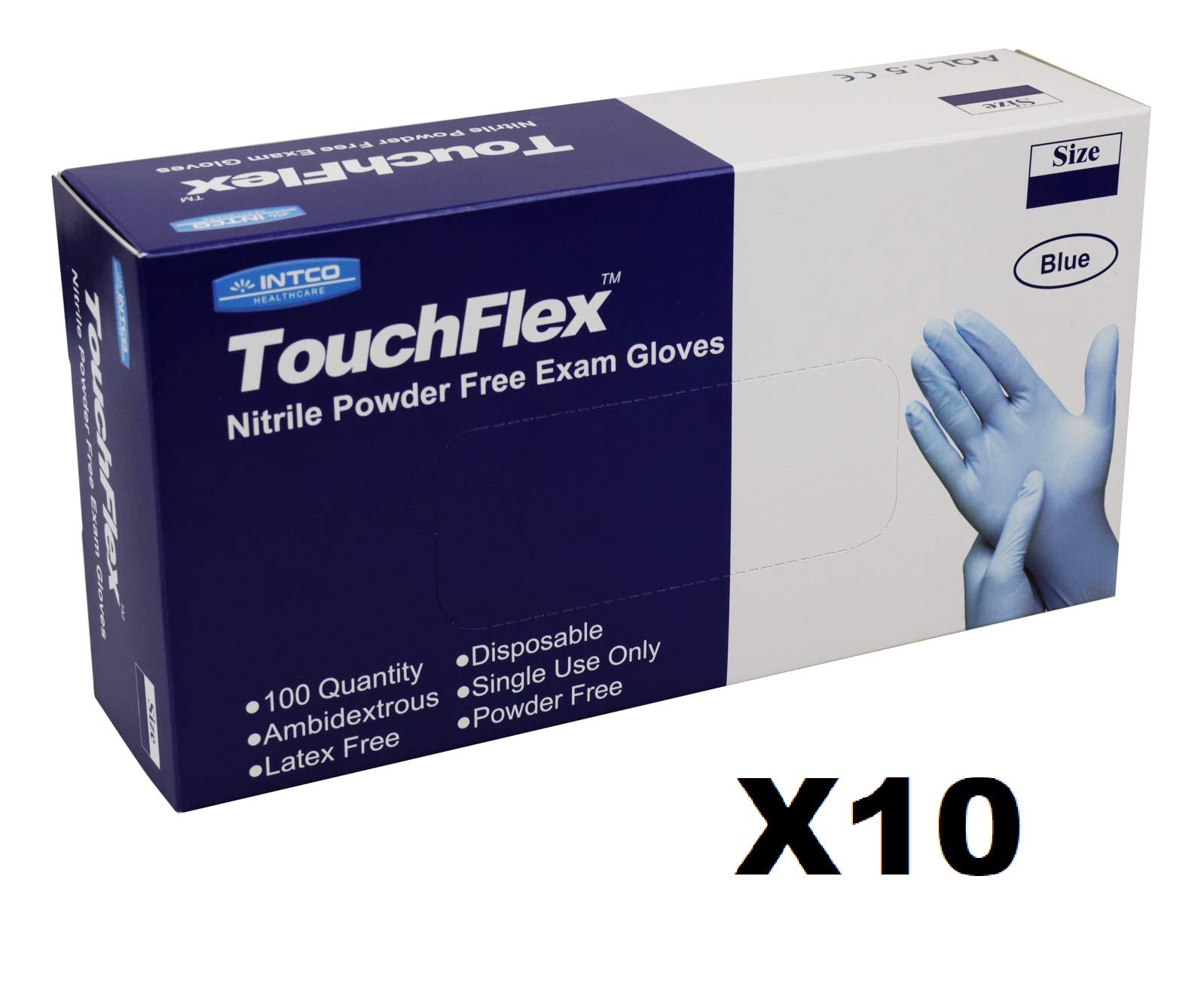 TouchFlexBlue Nitrile Disposable Gloves - Extra Large - x1000 (10 Boxes)
