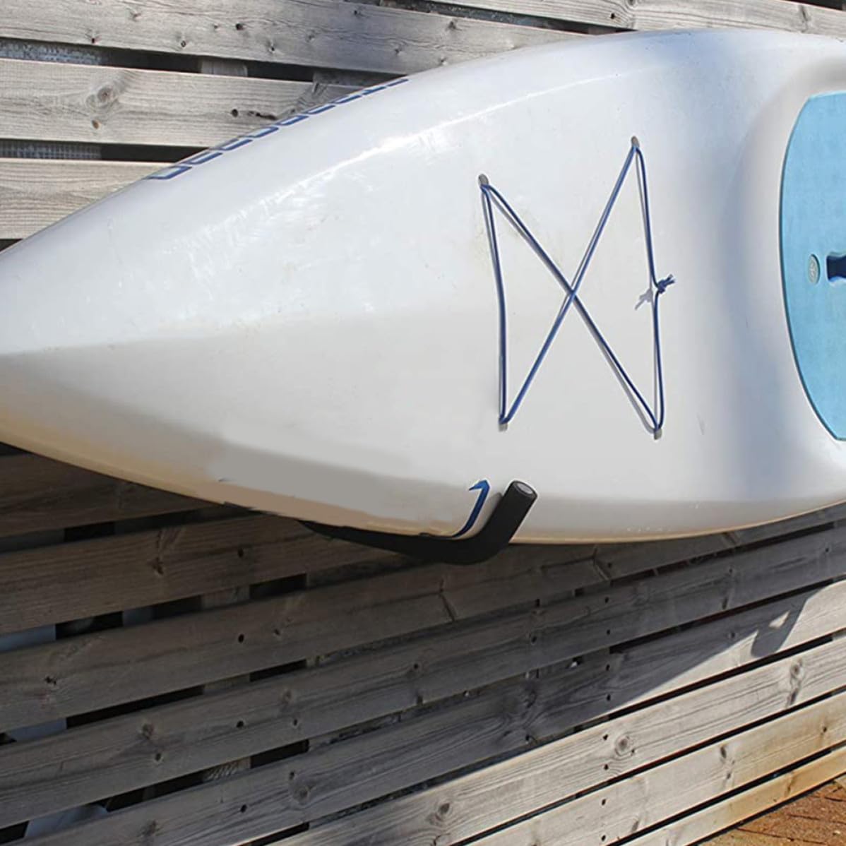 Ciieeo 2 Set Porta Kayak Pieghevole da Parete per Canoa, Nero, Ferro
