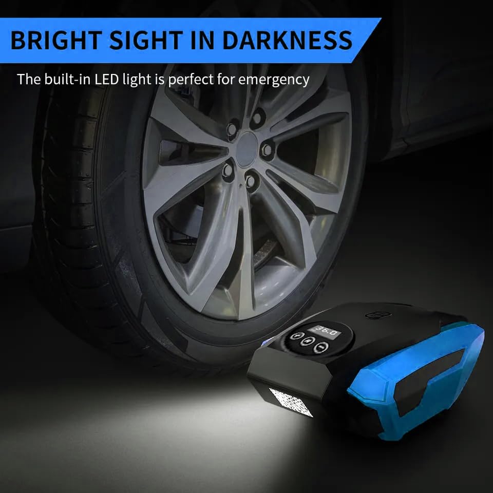 Image of Mrsdry 150psi Air Tyre Inflator for Car and Bike Pump Auto Stop (Blue)
