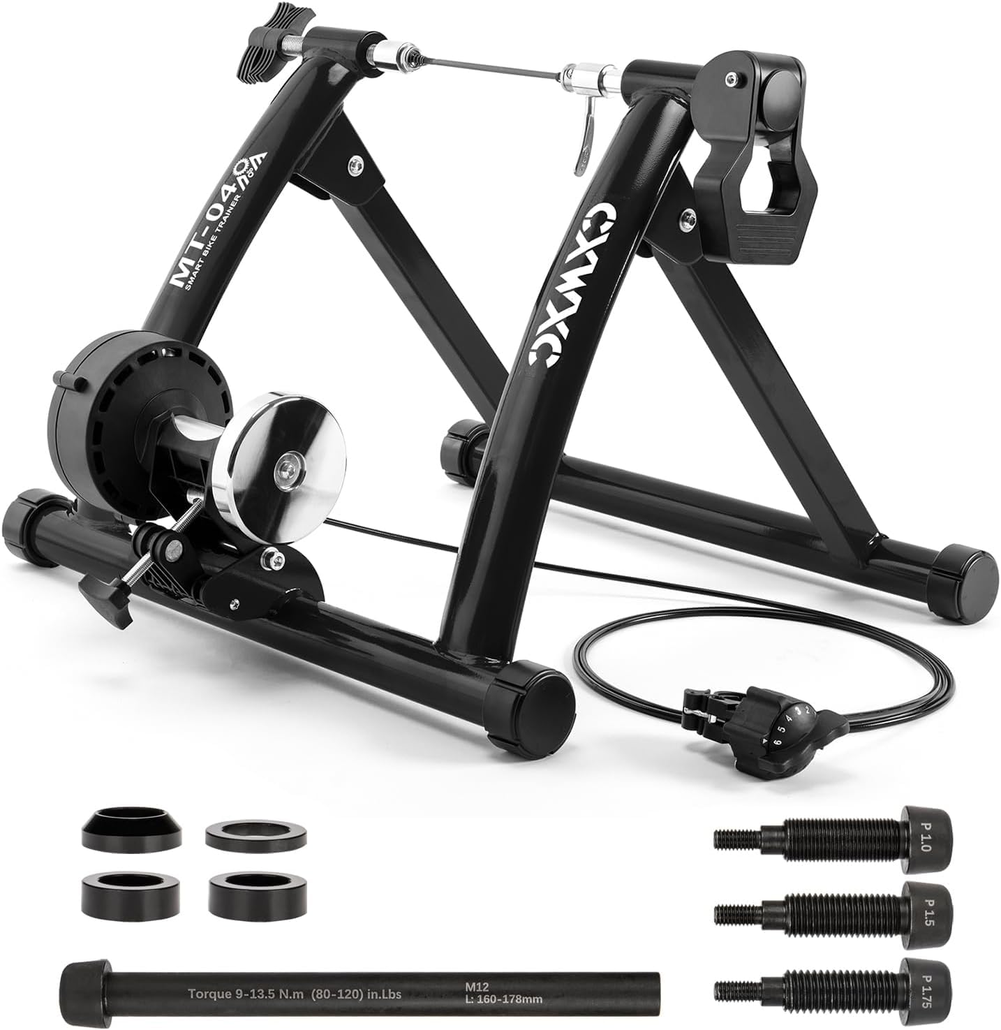 CXWXC Fahrrad Rollentrainer, Klappbar Stahl Bike Trainer mit Schnellspanner Vorderradunterlage Radtrainer für 26-29 Zoll Fahrradtraining Fahrradfahren Zuhause Indoor Sport & Freizeit