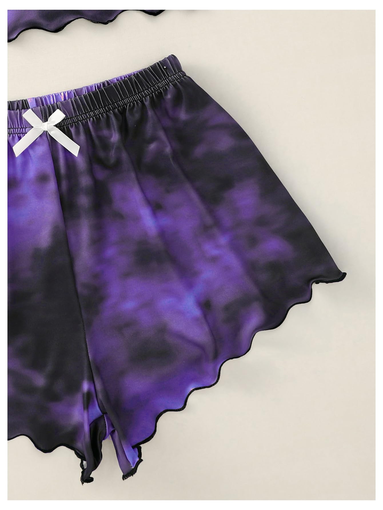 Floerns Women's Plus Size 2 Piece Sleepwear Tie Dye Skeleton Print Pajama Set: 3X-Large Plus Dark Purple