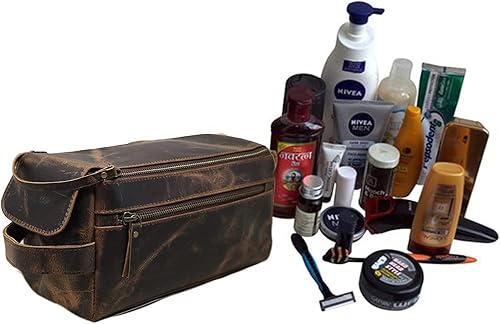 Miniatura 7 de Neceser de cuero genuino para hombre, impermeable, kit Dopp, bolsas de afeitar y aseo para viajes, padrinos de boda, regalo para hombres y mujeres,