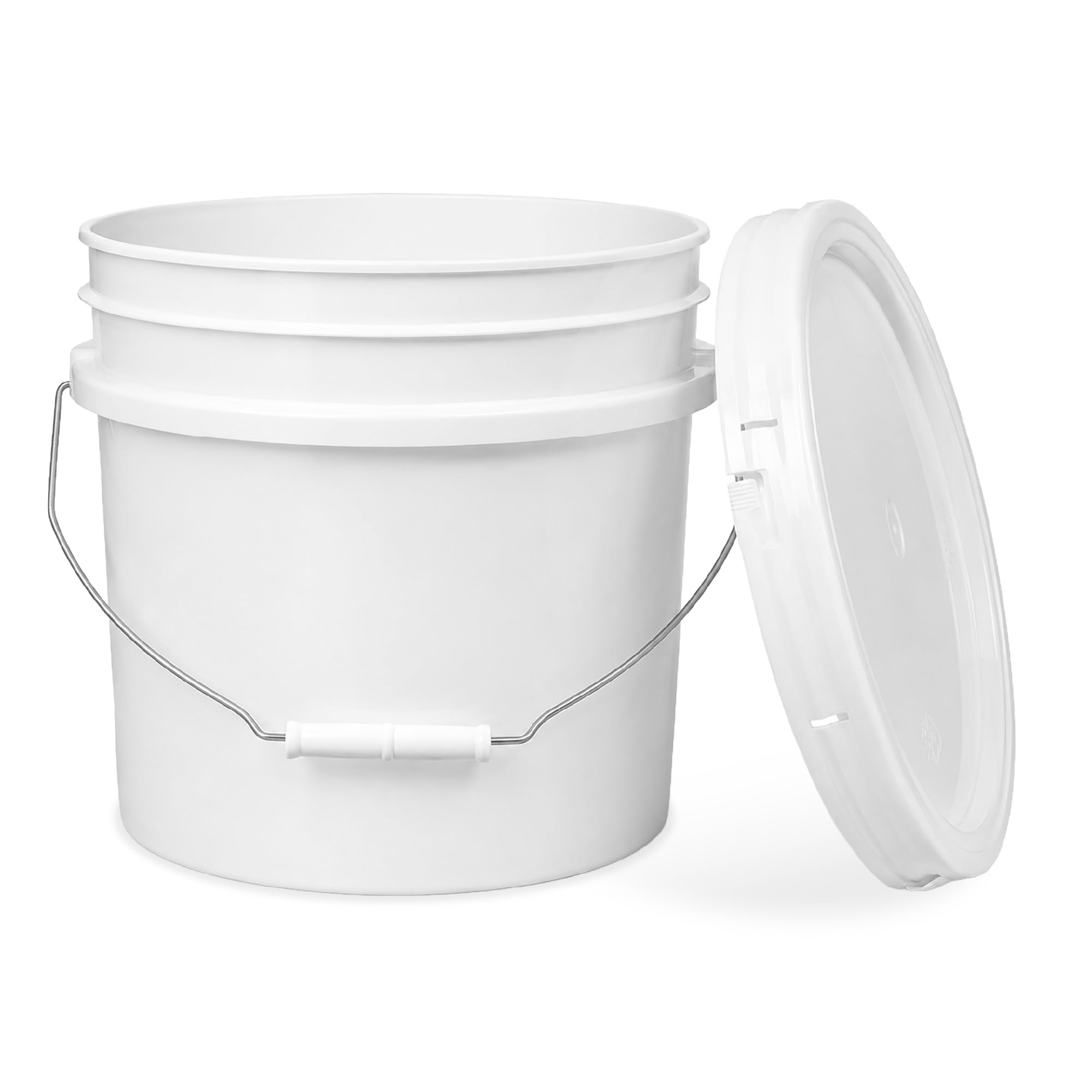 3,5 galones cubo de plástico blanco y tapa – Durable 90 Mil cubo multiusos – Calidad alimentaria – no contiene BPA plástico – reciclable – 1 unidades