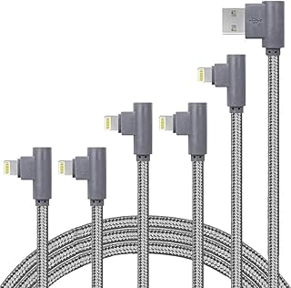 Lightning Cable,Extra Long Nylon Braided Right Angle iPhone Charger Compatible with iPhone Xs MAX XR X 8 8 Plus 7 7 Plus 6s 6s Plus 6 6 Plus and More [5Pack] 3FT/3FT/6FT/6FT/10FT