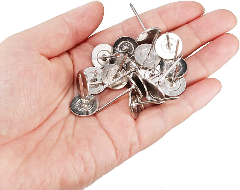 Generic Upholstery Nails Tacks 16mmx25mm Flat Head Furniture Nails Silver Tone for Furniture Sofa Headboards, 60 Pcs