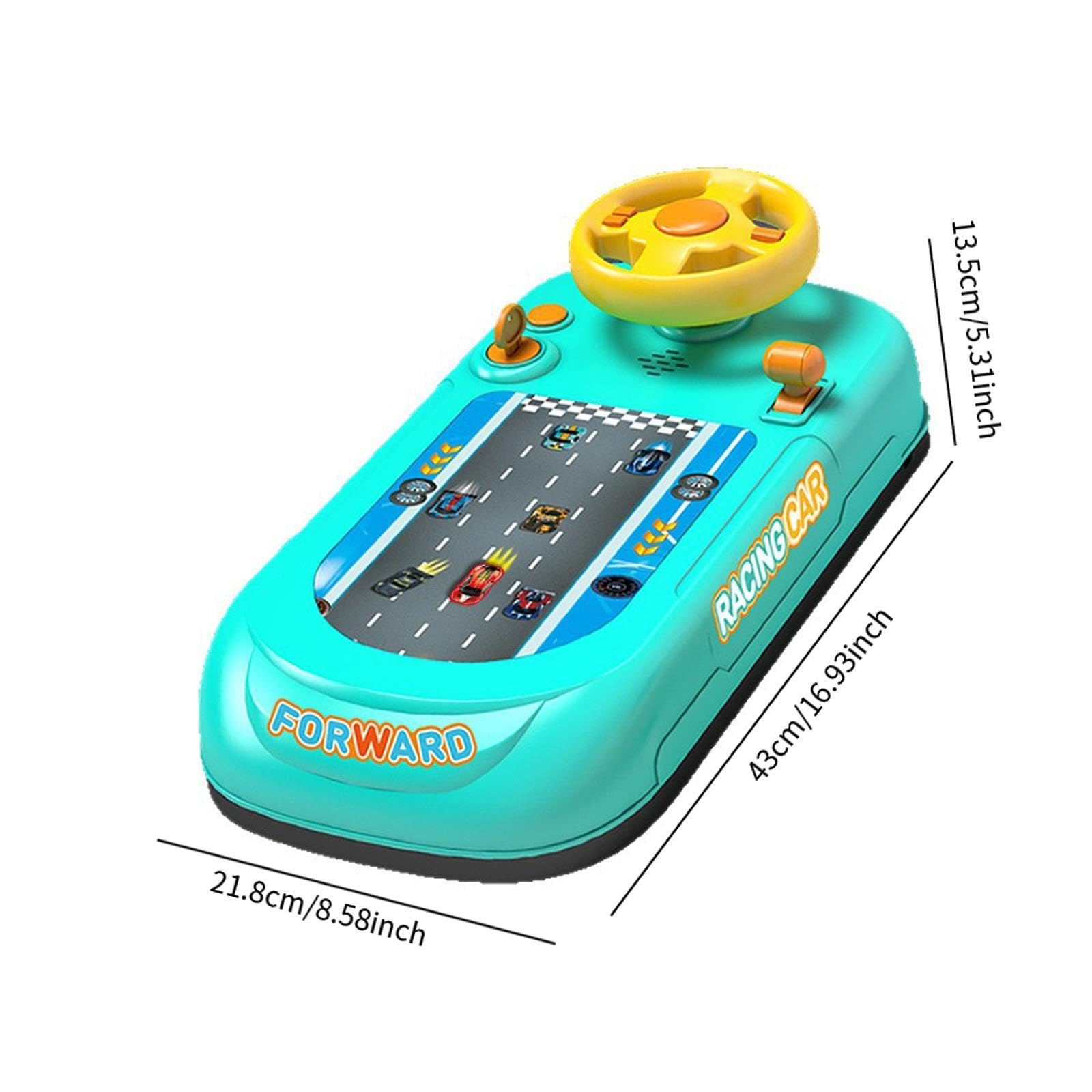 Jeu de Course avec Volant Interactif, Jouet de Simulation de Conduite avec Musique et Effets Sonores, Volant Éducatif pour Garçons 3-6 Ans, Robuste pour Développement Coordination, Vert