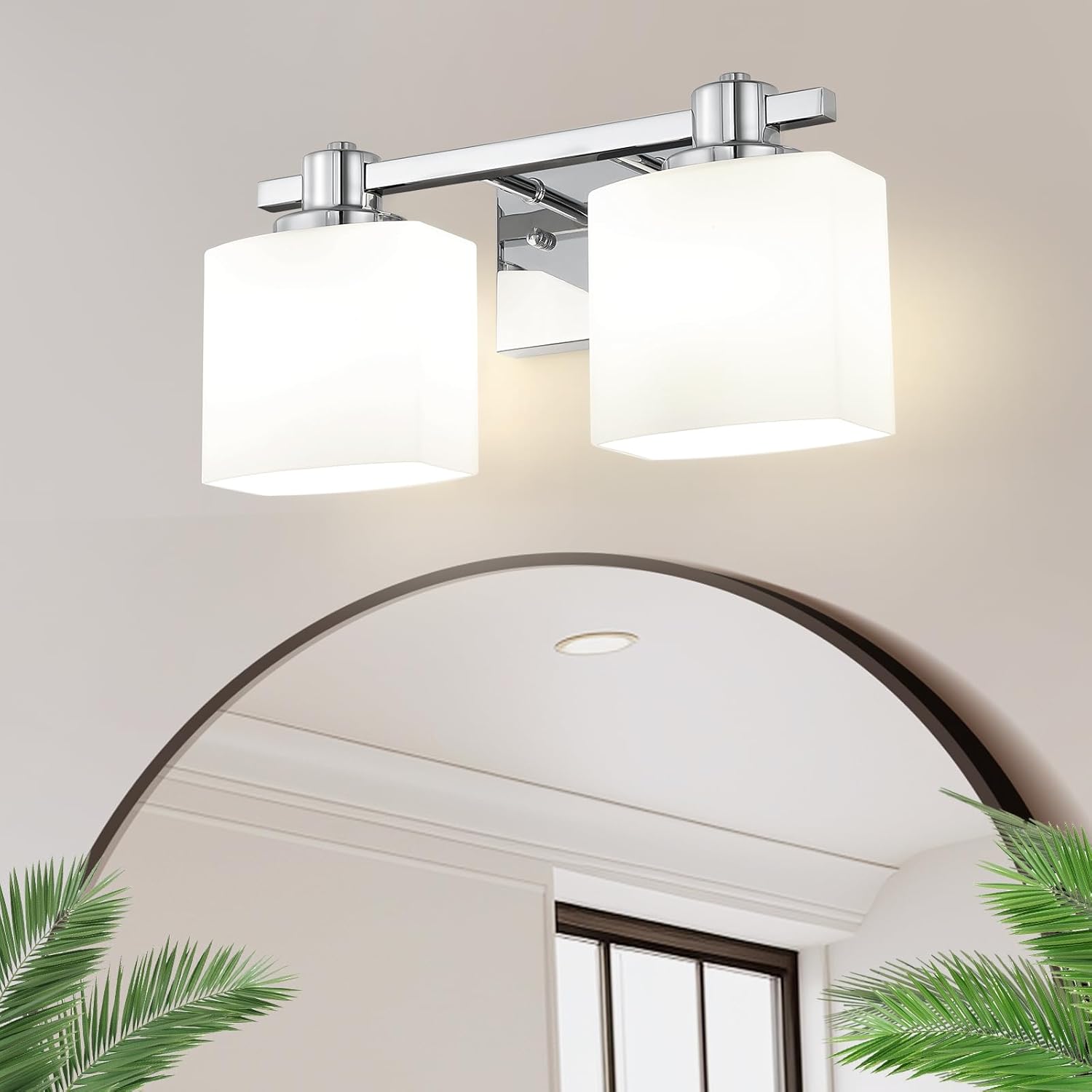 Vanity Light for Bathroom Light Fixtures Over Mirror Bathroom Vanity Light Vintage Rustic Farmhouse Lighting Bulb lamp Modern Above Sink wall Sconce (Chrome, 2-Light)