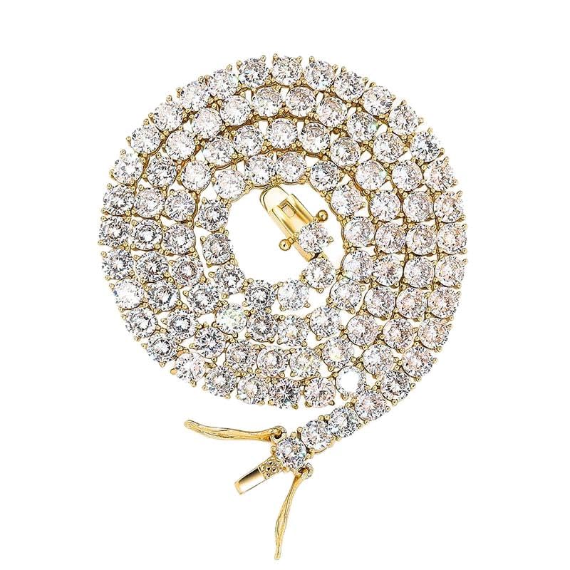 14K Gold over 925 4mm Hip-Hop Style Jewelry, Mossanite Men's Tennis Necklace, Subtle Shine for Everyday Wear,Fathers Day From Son