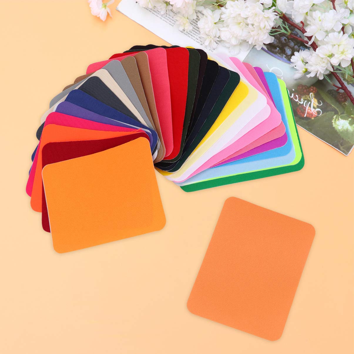 HOMSFOU 3 Sätze Buntes Bügelpatch Farben Simulierte Denim Stoffflicken für Kleidung Jeansreparatur und Diy Projekte Einfache Anwendung und Langlebig