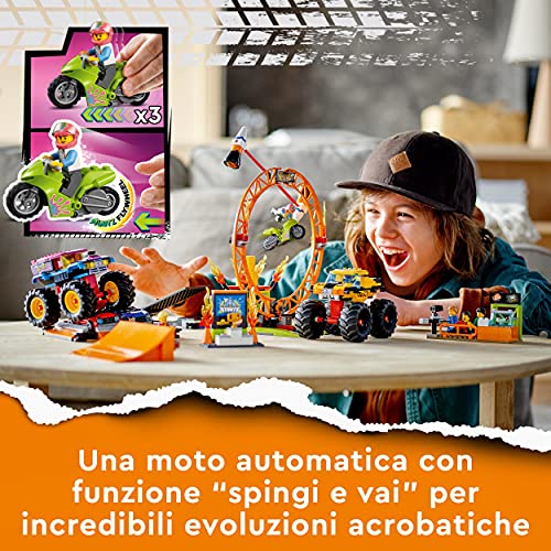 LEGO 60295 City Stuntz Arena dello Stunt Show 2 lego LEGO-City-Stuntz-Arena-dello-Stunt-Show-Set-con-2-Monster-Truck-Giocattolo-2-Automobiline-Moto-Giocattolo-con-Meccanismo-a-Spinta-60295