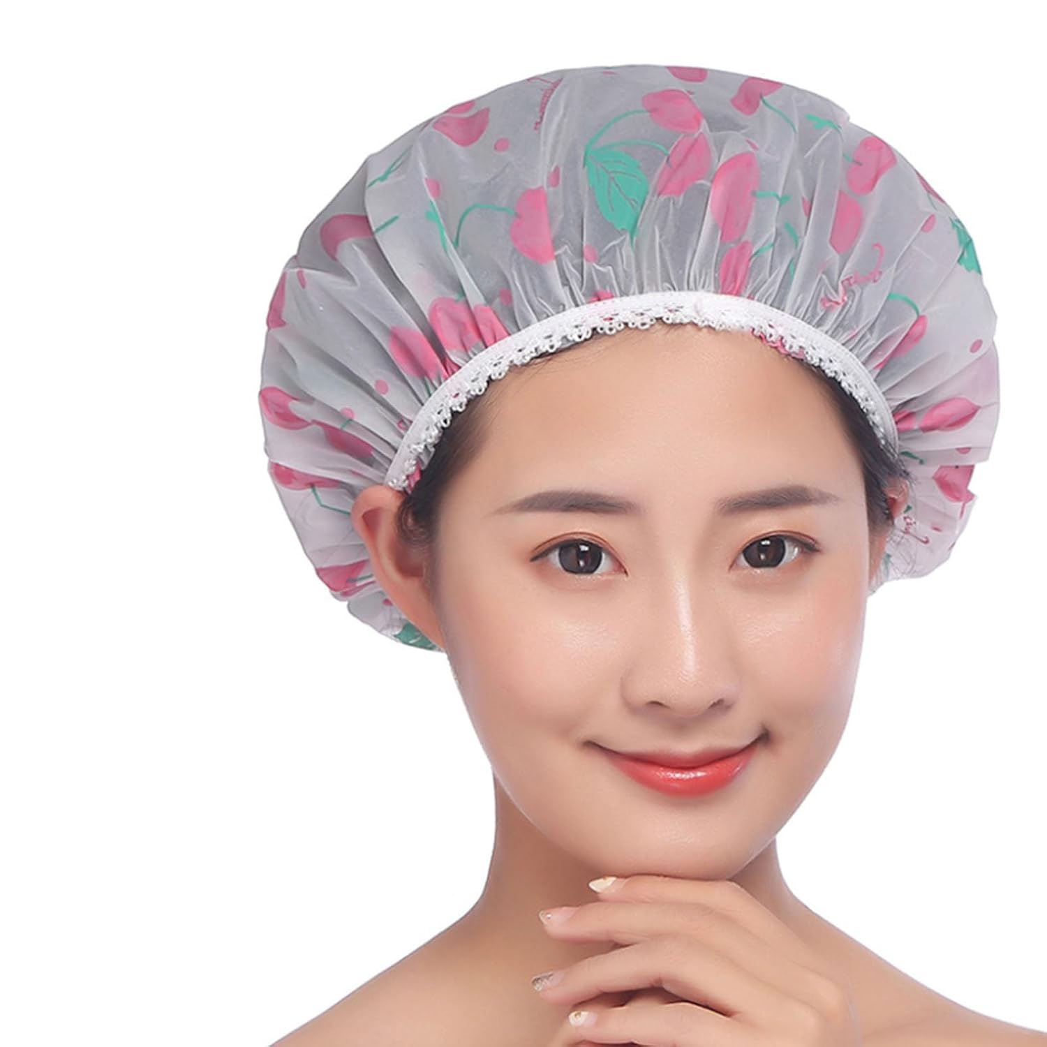 1 Pack Waterproof Shower Caps with Elastic Band, Reusable Thickened Bath Caps for Hair Protection, Plastic Covers for Bathroom Spa Salon Home Travel Use