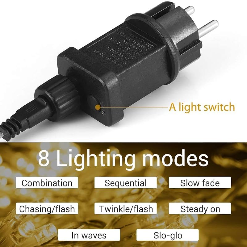 GlobaLink LED Fényfüggöny 300 LED-del, 8 Világítási Móddal, Beltéri/Kültéri Használatra - Meleg Fehér Fény Esküvőre, Partira, Kertbe, Szobad