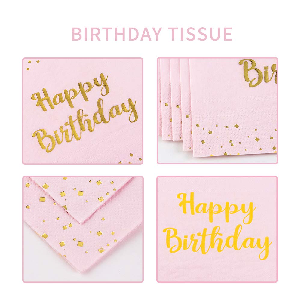 40 tovaglioli Happy Birthday, tovaglioli per compleanno, colore nero, oro, nero, fogli per compleanno, 33 x 33 cm, decorazione per feste di compleanno, 33 x 33 cm