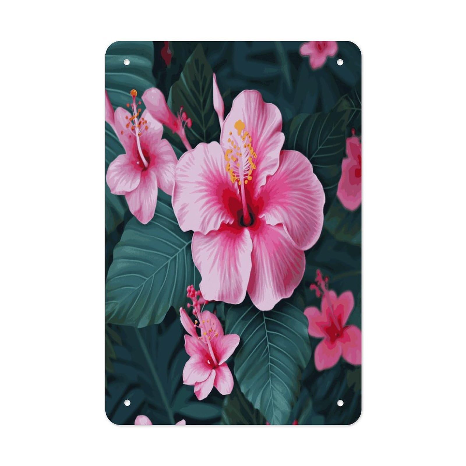 Hawaii Pink Flower Metal Tin Sign Wall Decor Hanging Plaque