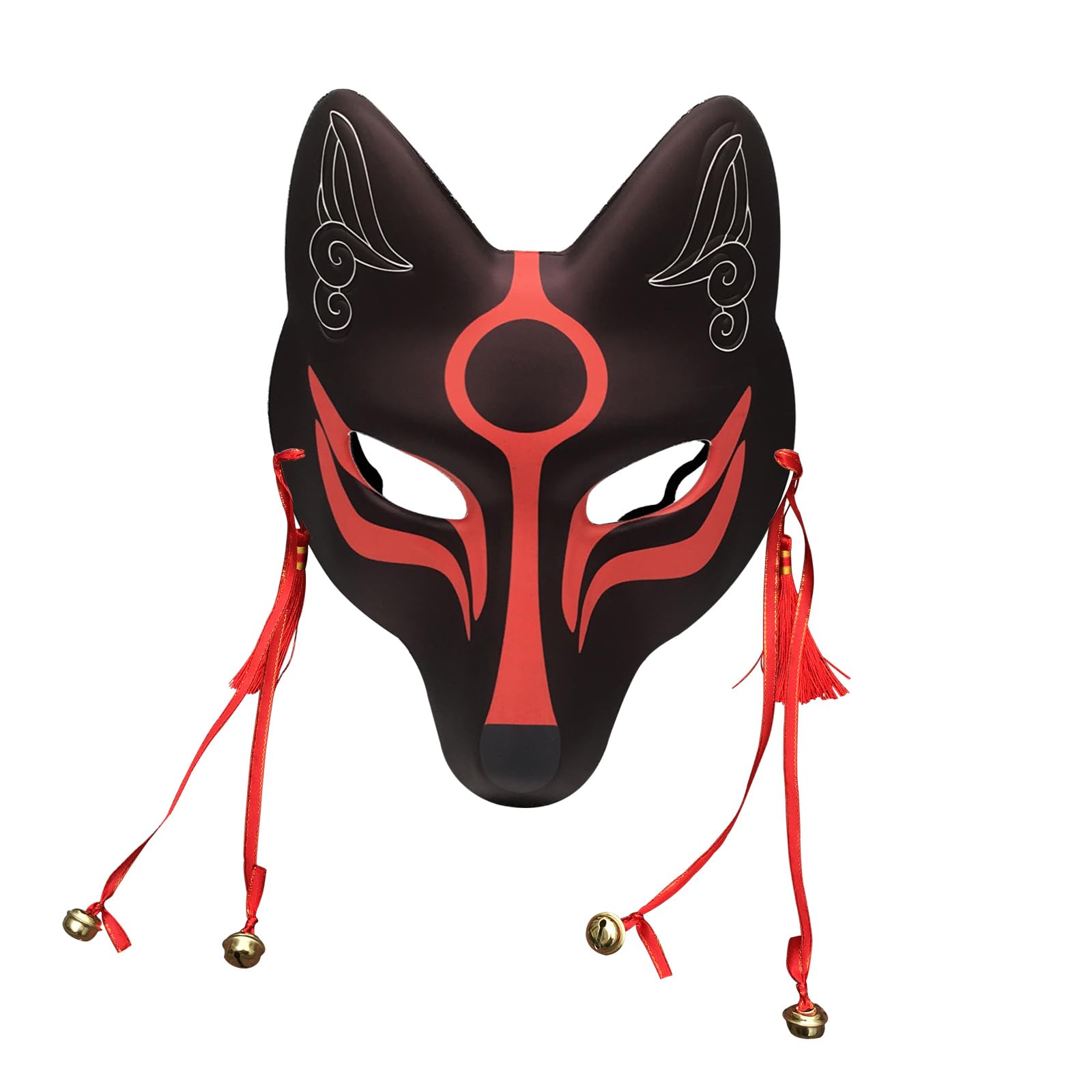 YangYong Kitsune Maska z lisem na Halloween, maskaradę, maskaradę, maseczki Kabuki PU do kostiumu