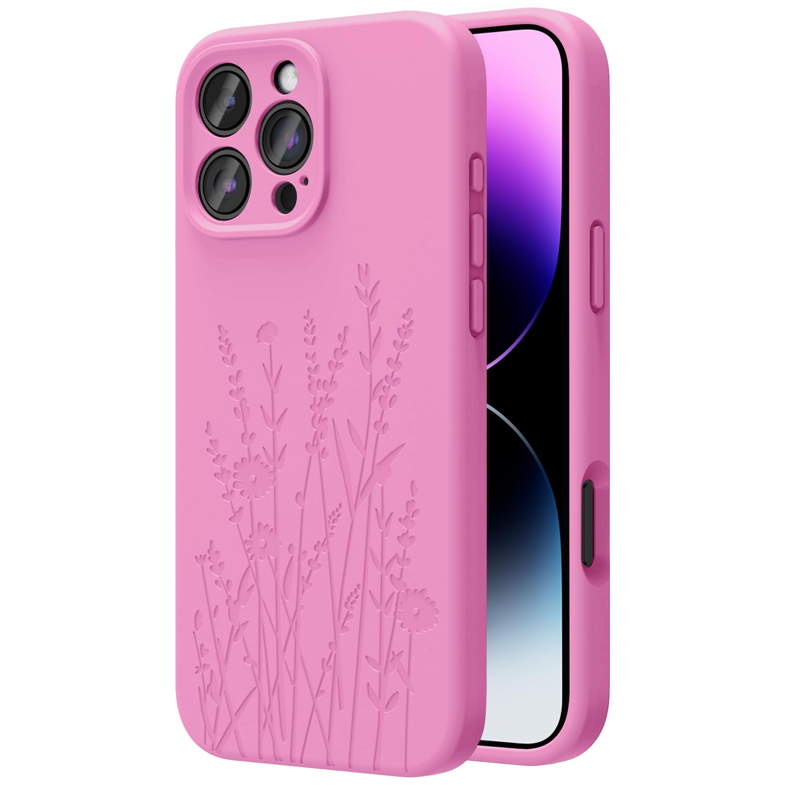 OAOA Magnetic Engraved Case Compatible with iPhone 16 Pro Max Case, Compatible with Magsafe, Camera All-Round Protection, Slim Liquid Silicone Phone