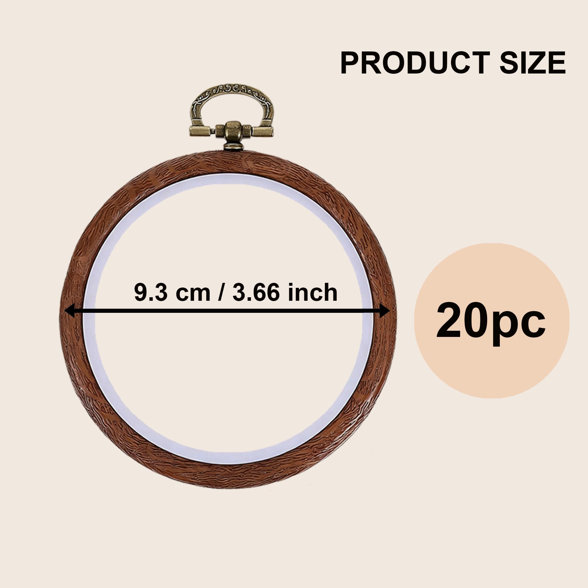 Daywhote Obręcze do haftowania, 7 cm, materiały do haftu krzyżykowego, gumowe, tworzywo sztuczne, imitacja drewna, obręcz do haftu krzyżykowego z wzorami retro, do szycia, rękodzieła, wiszących ozdób