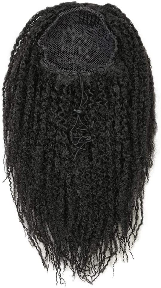 Marley Braids Locs Ponytail Drawstring Ponytail Extension Hairpieces Clip in Braided Loc Ponytail Afro Kinky Curly Clip in Braided Pony Tail Hair Extensions for Black Women (18 inch/45cm - Image 4