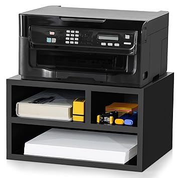 ABOUT SPACE DIY Desk Organizer - 2-Way Usage Wood Desktop Storage for Home Office - Engineered Wood Printer Stand (L 40 x B 30 x H 22.5 cm) - image, photos