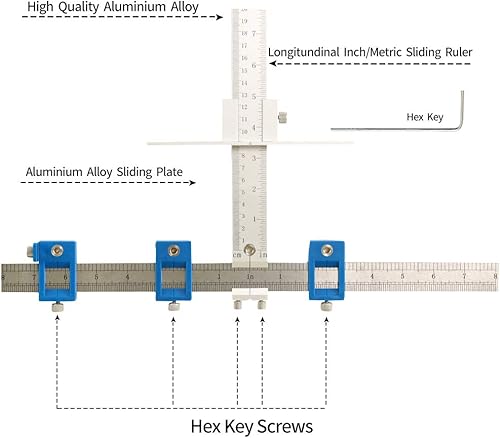 Miniatura 10 de ASCENDAS Herramienta de plantilla de hardware para gabinete, guía de plantilla de taladro ajustable, aleación de aluminio, plantilla de gabinete