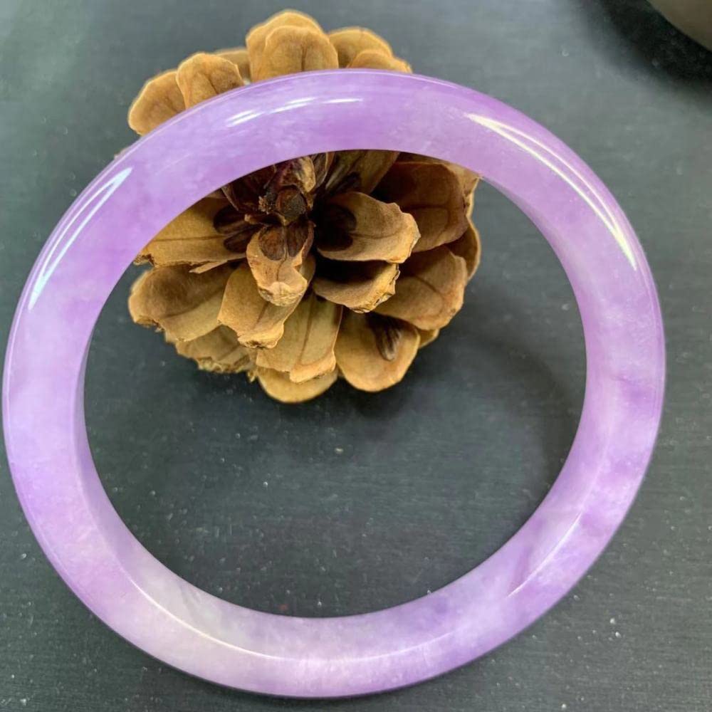 Braccialetto di Giada da Donna, Braccialetto di Giada Viola, Braccialetto di Giada con Barra Larga Media, per Gli Amici, con portagioie, 53-64 mm, 57-58 mm(61