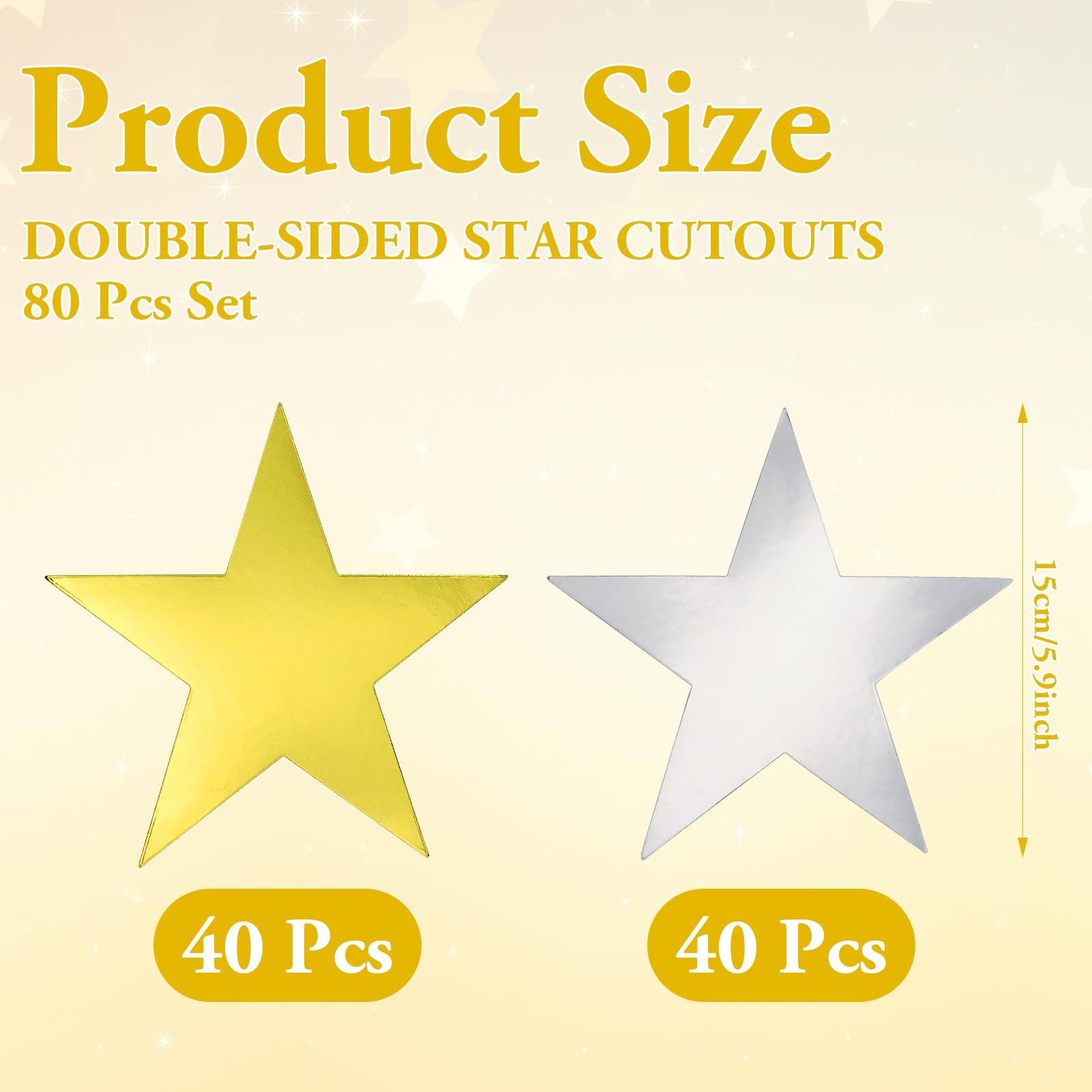Stelle decorative da appendere 80 pezzi 15 cm oro argento carta con brillantini
